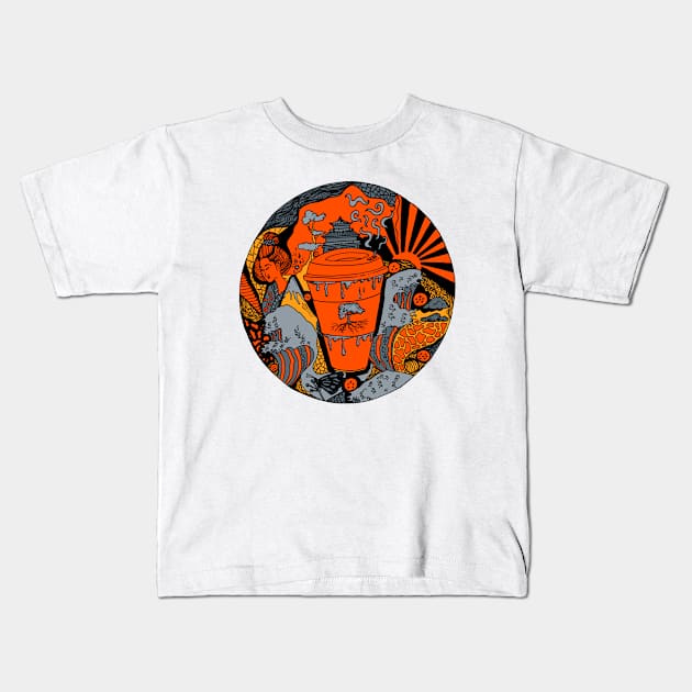 Orangrey Coffee In Japan Kids T-Shirt by kenallouis